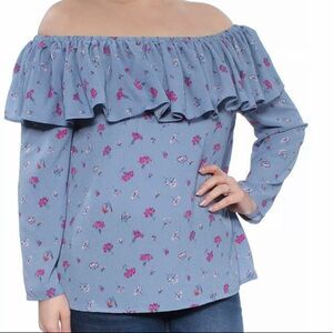 Jill floral print off the shoulder pullover Top